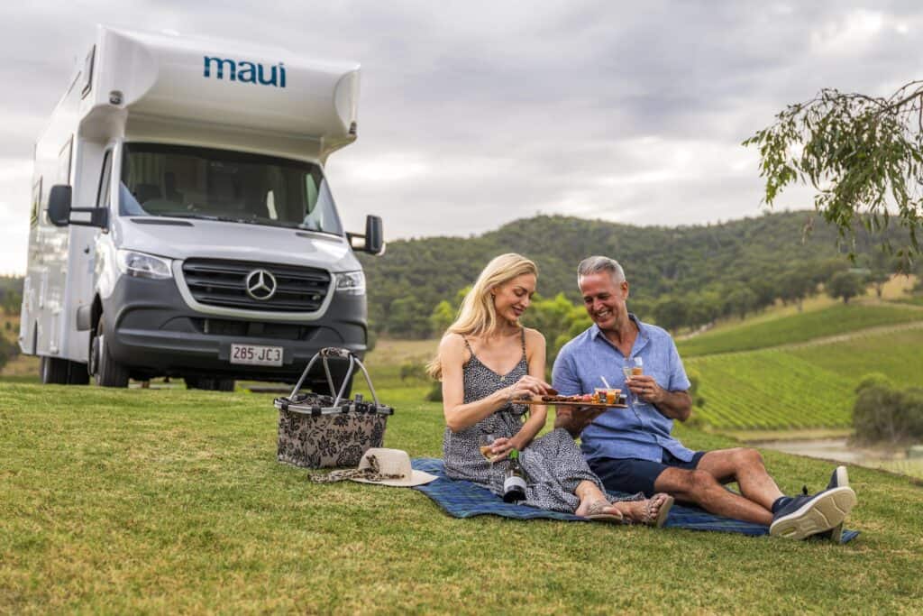 a couple having sustainable travel